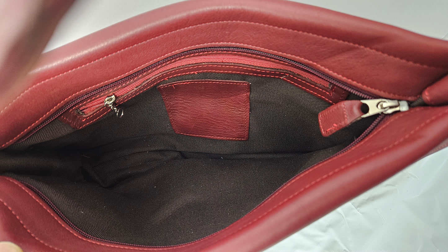 Red Cowhide Genuine Leather Handbag #TRH5