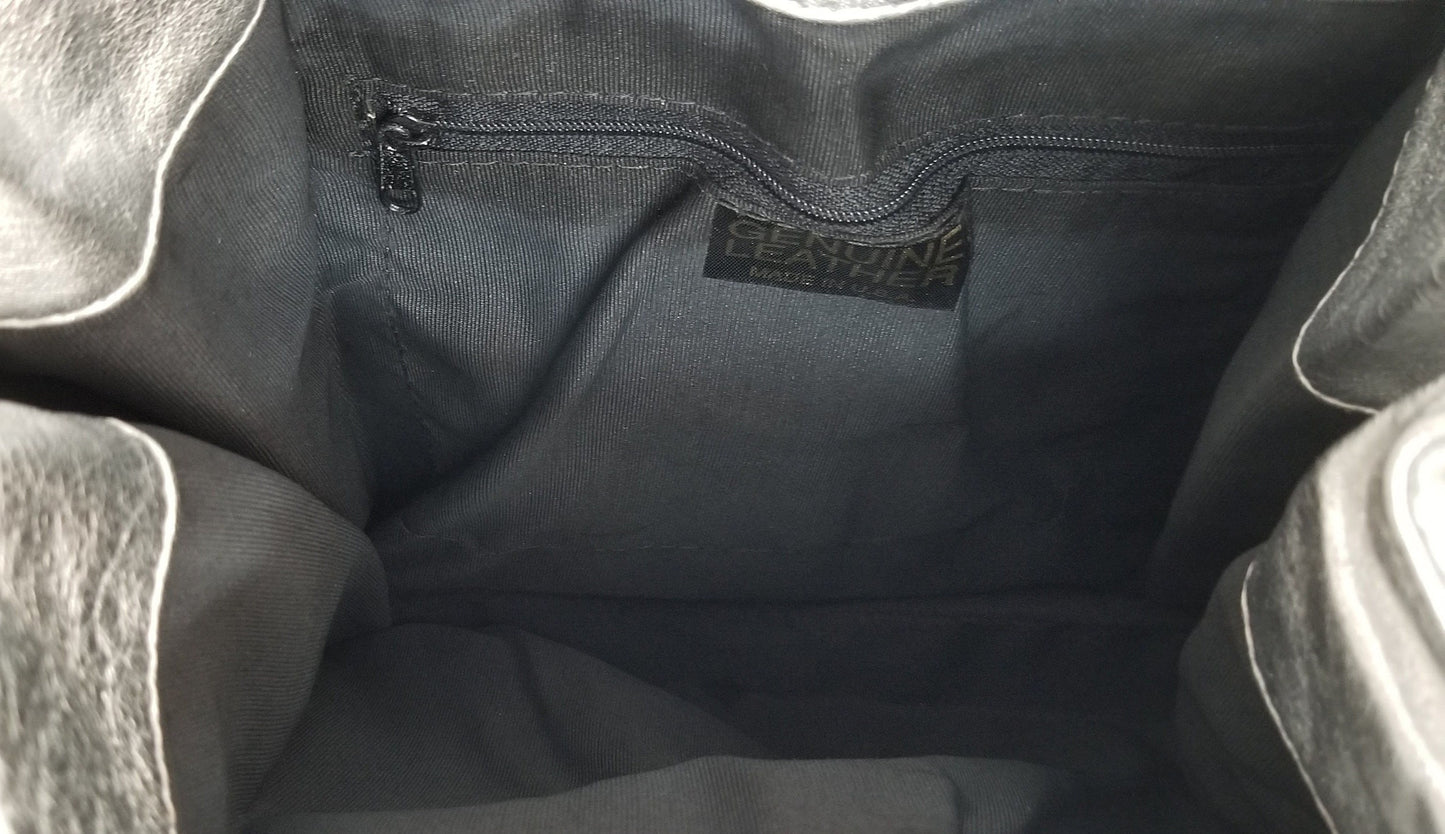 Silver Gray Purse for women,Genuine Leather bag,Soft, shopper's Handbag,Made in USA, Gift for her.