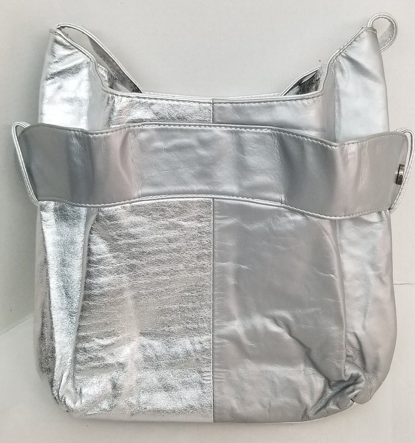 Silver Gray Purse for women,Genuine Leather bag,Soft, shopper's Handbag,Made in USA, Gift for her.