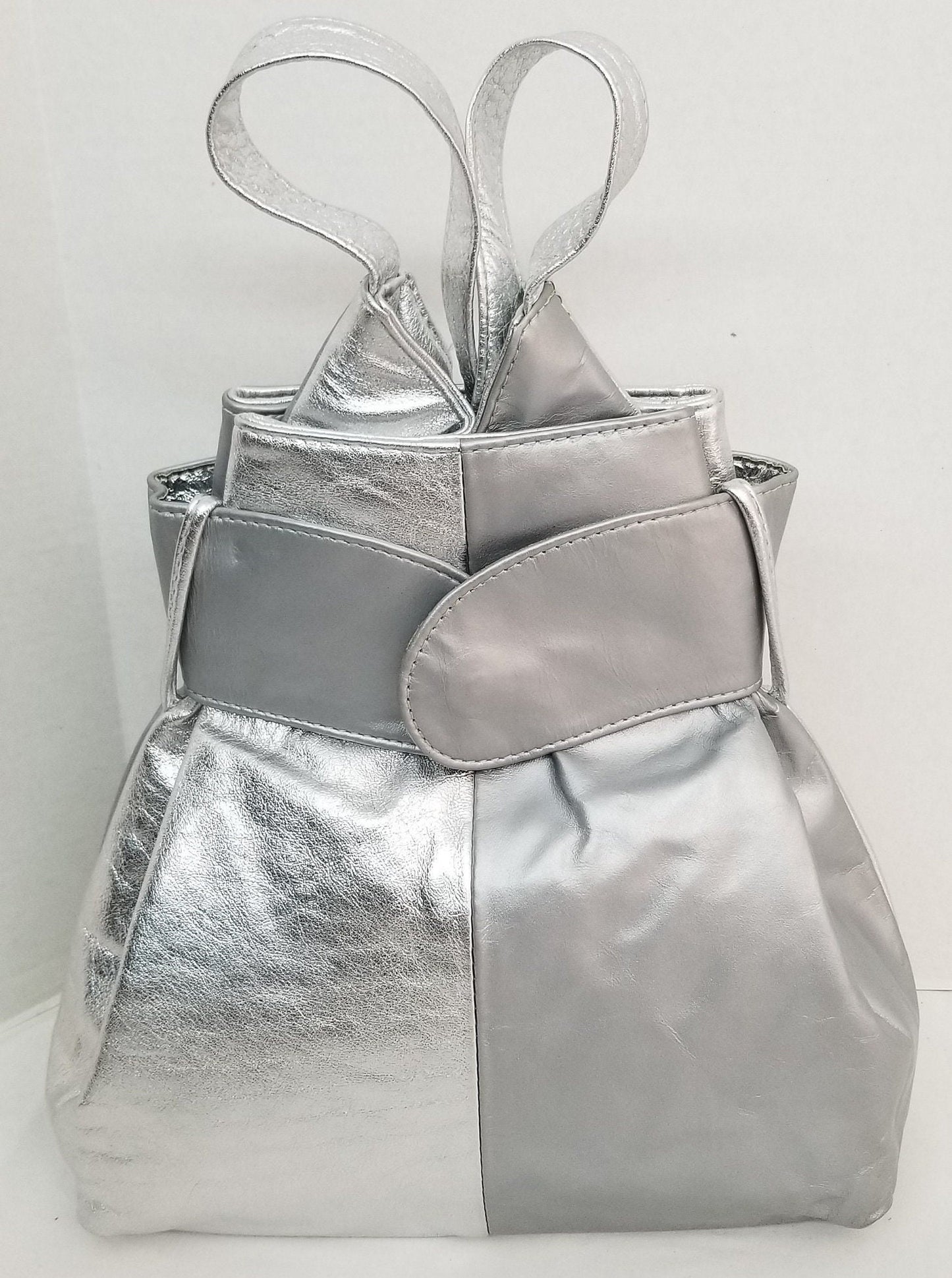 Silver Gray Purse for women,Genuine Leather bag,Soft, shopper's Handbag,Made in USA, Gift for her.