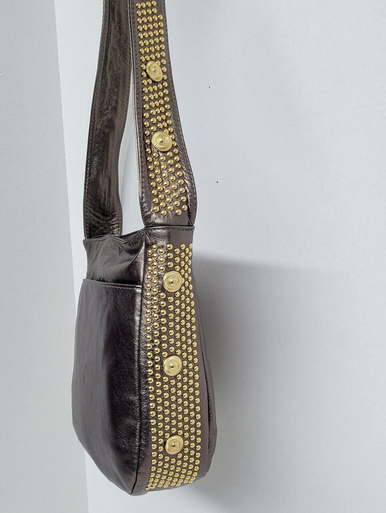 Tejrasila:Pewter Shinning Purses Genuine Leather! Made in USA # TR8003NHPU