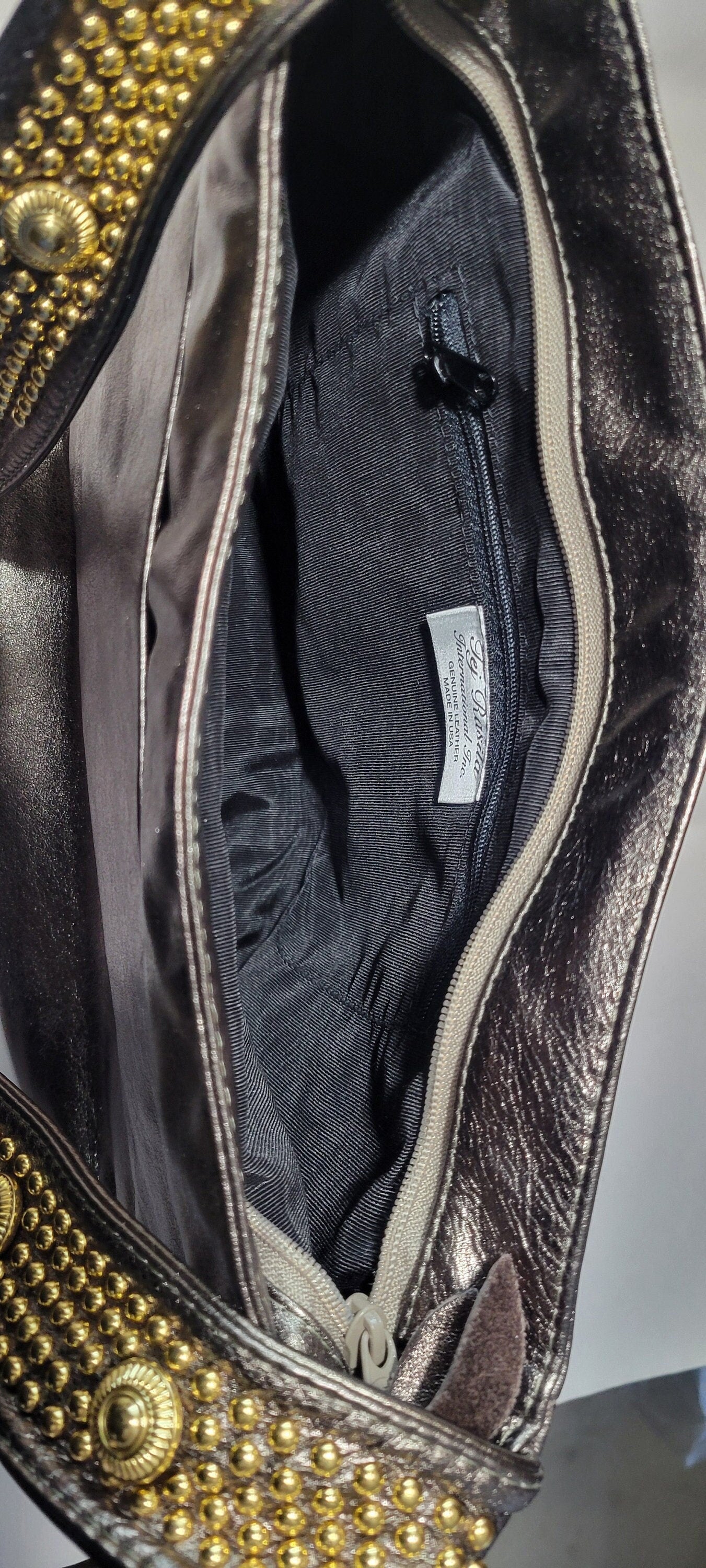 Tejrasila:Pewter Shinning Purses Genuine Leather! Made in USA # TR8003NHPU