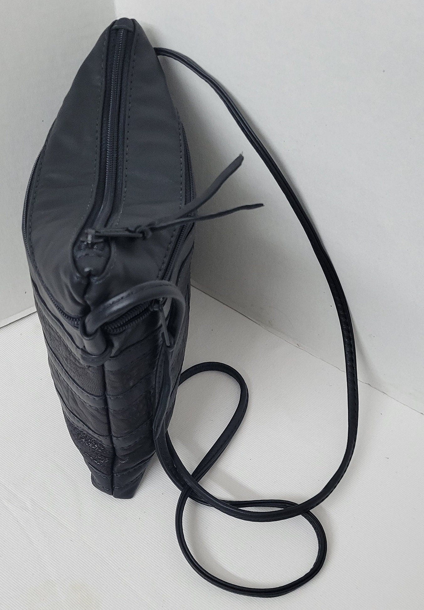 Leather Black&black pach work purse for all. Tejrasila Style#305bk Made in USA. Design for you.