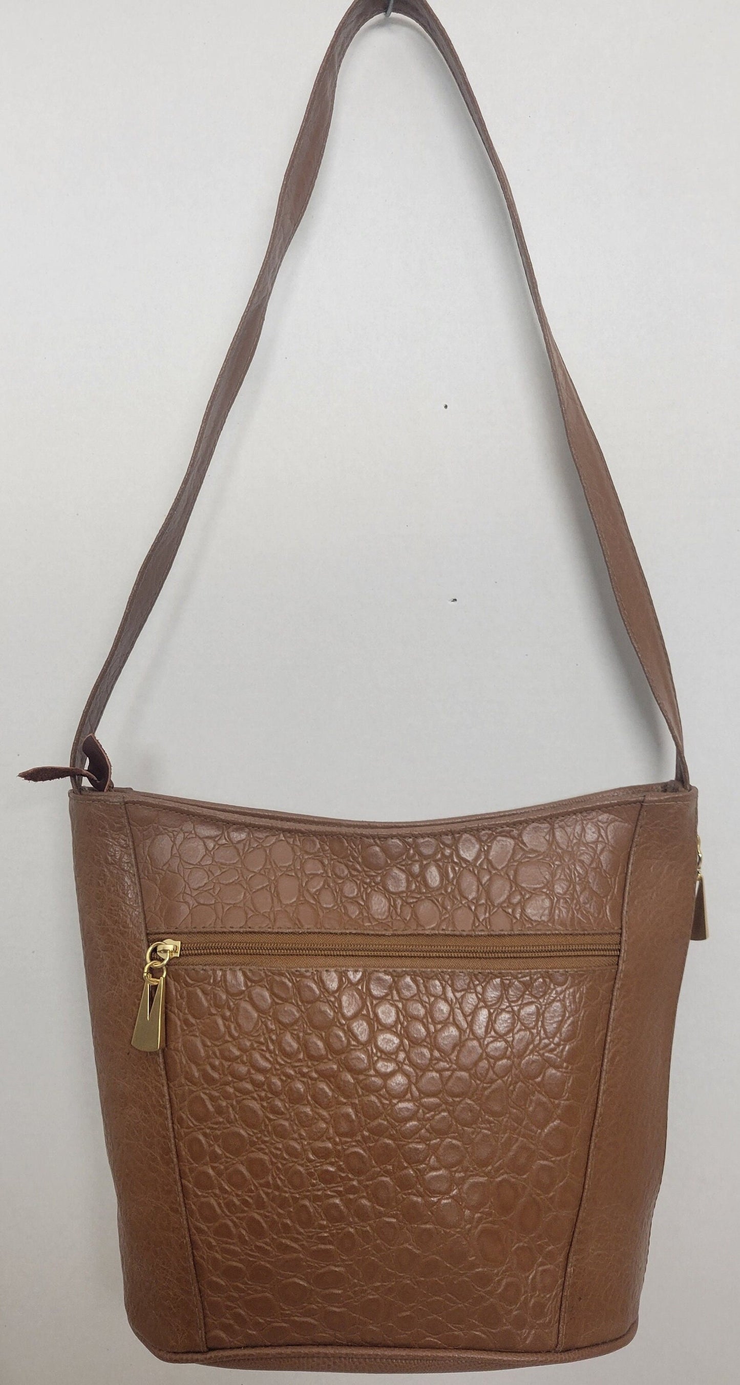 Tejrasila-Beautiful Camel print leather handbag!Good to carry everyday. 3 outside pockets.Made in USA!