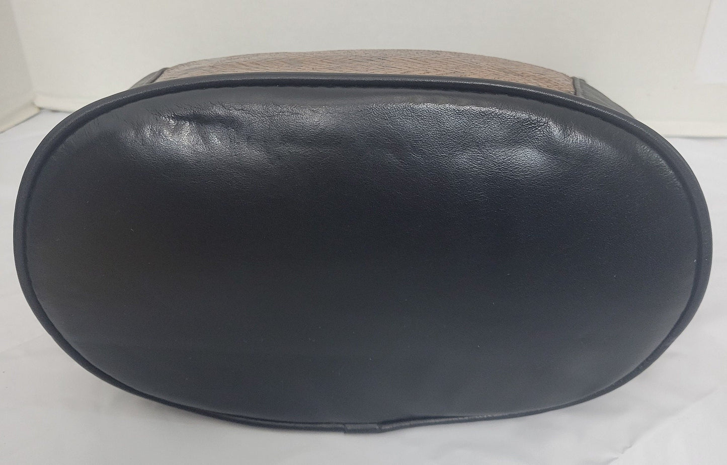 Tejrasila-Black with brown snake print genuine leather Shoulder handbag! Three outside pockets.Made in USA!