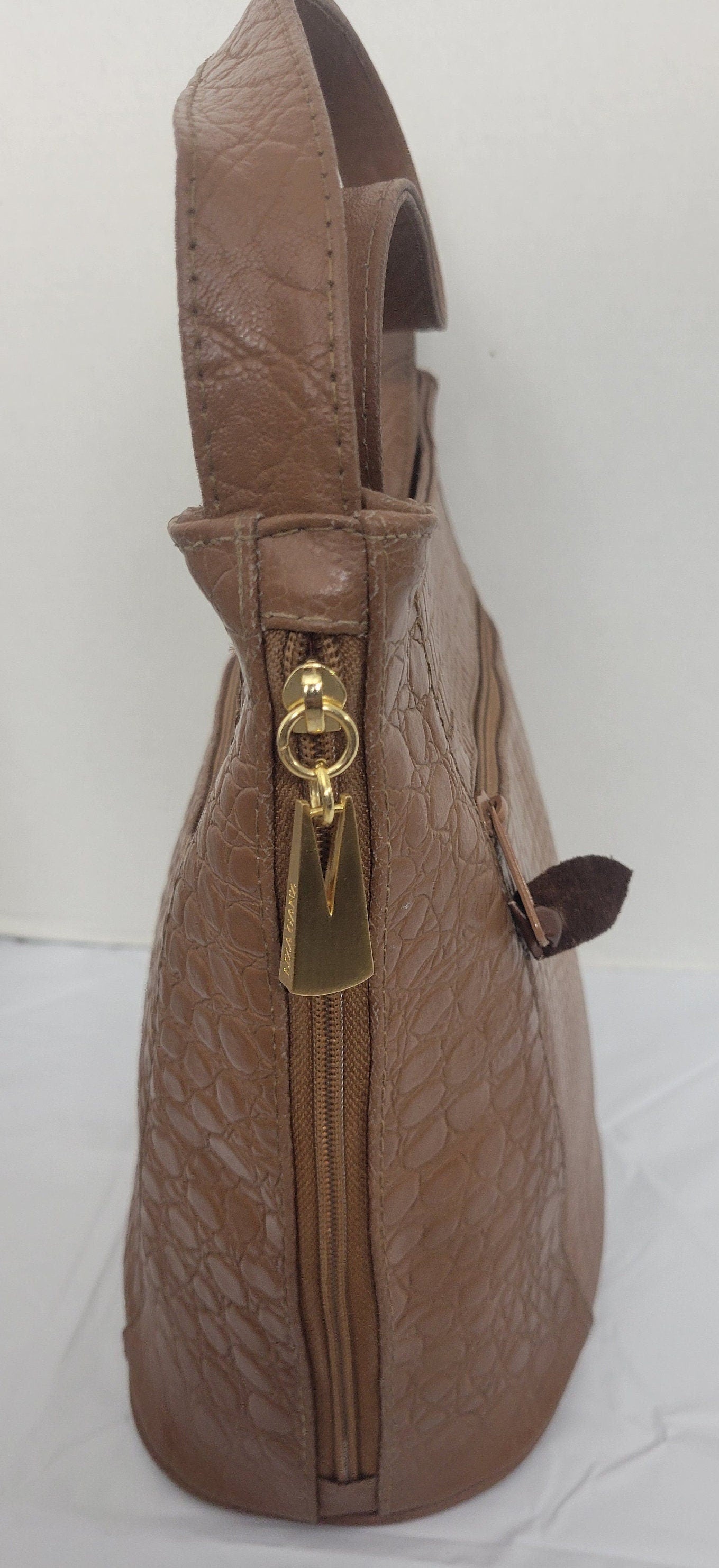 Tejrasila-Beautiful Camel print leather handbag!Good to carry everyday. 3 outside pockets.Made in USA! TR8006camel-p1