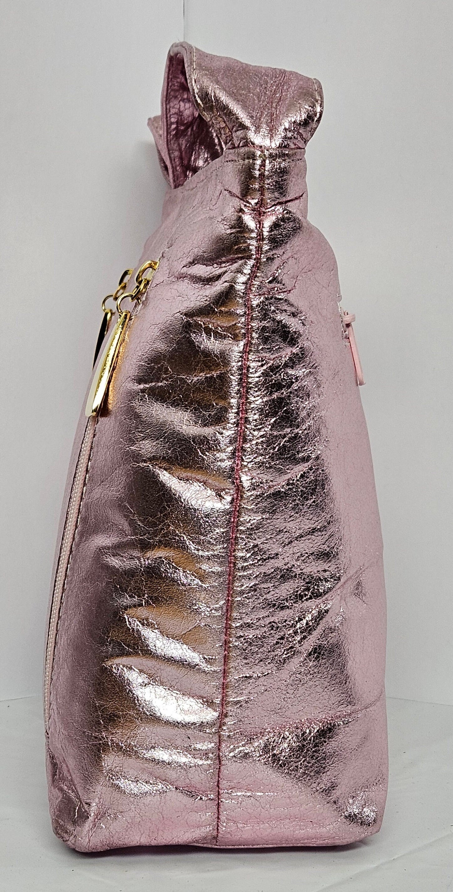 Tejrasila- Shining pink leather handbag!#TR843-2. Made in USA!