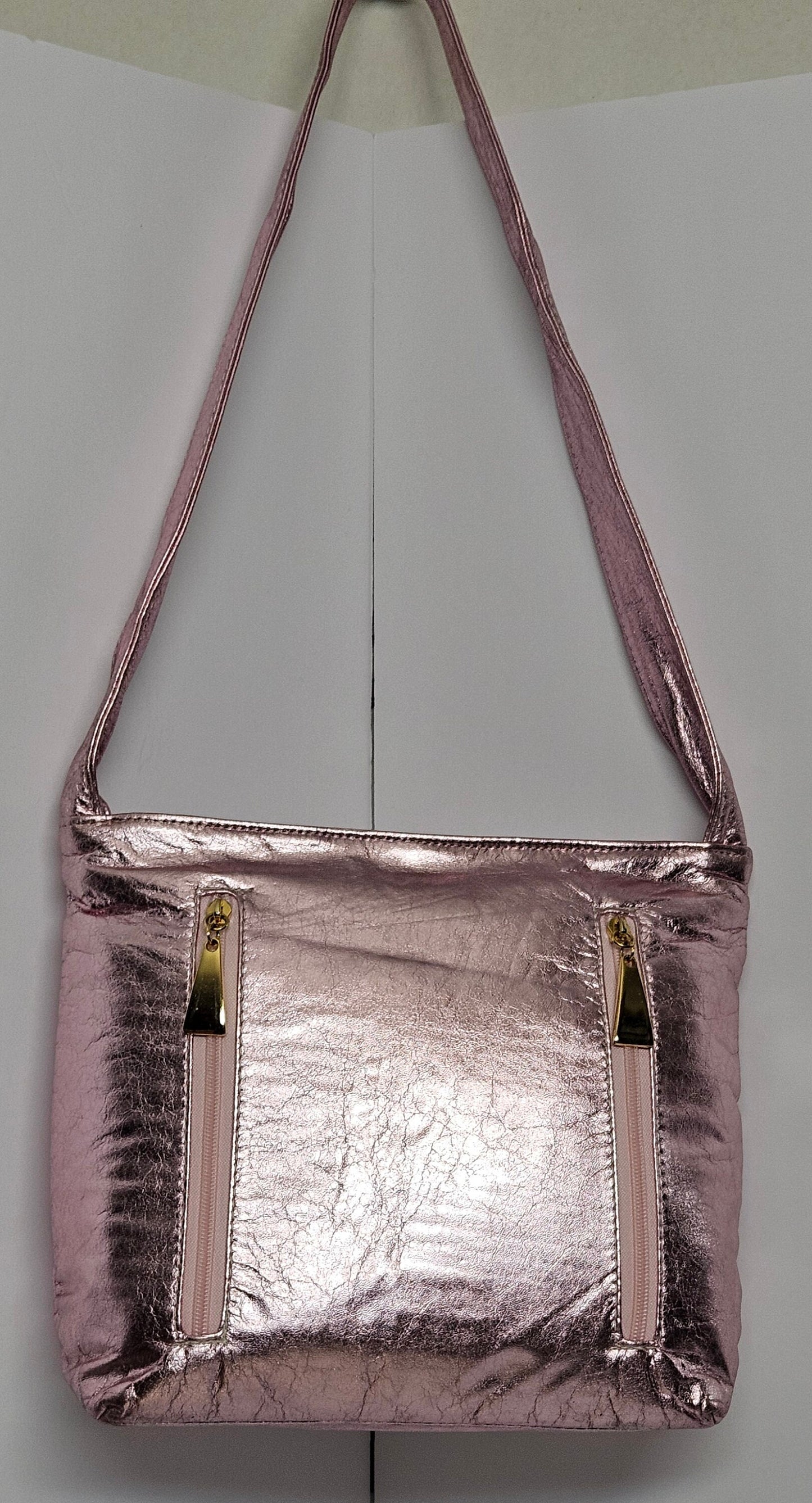 Tejrasila- Shining pink leather handbag!#TR843-2. Made in USA!