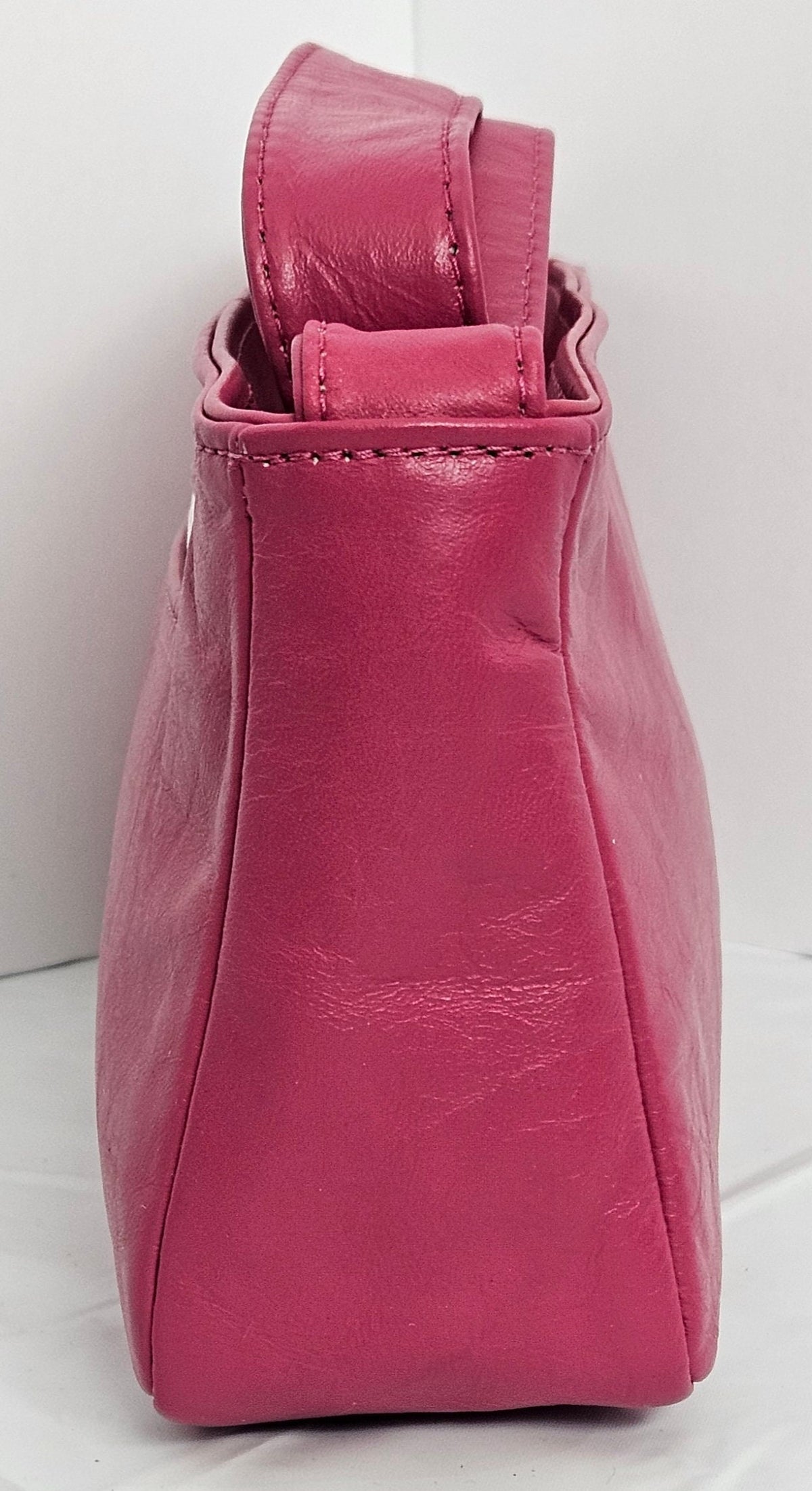 Fuchsia Genuine Leather Shoulder Handbag - Made in USA