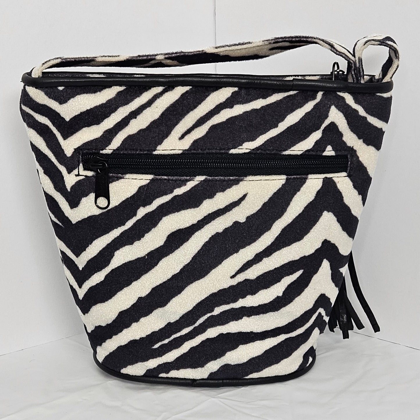 Zebra print Fabric with Genuine Leather Handbag.#TR2099zf,Purses for girls, women,Universal Use handbag,Fashion Unique design Made in USA
