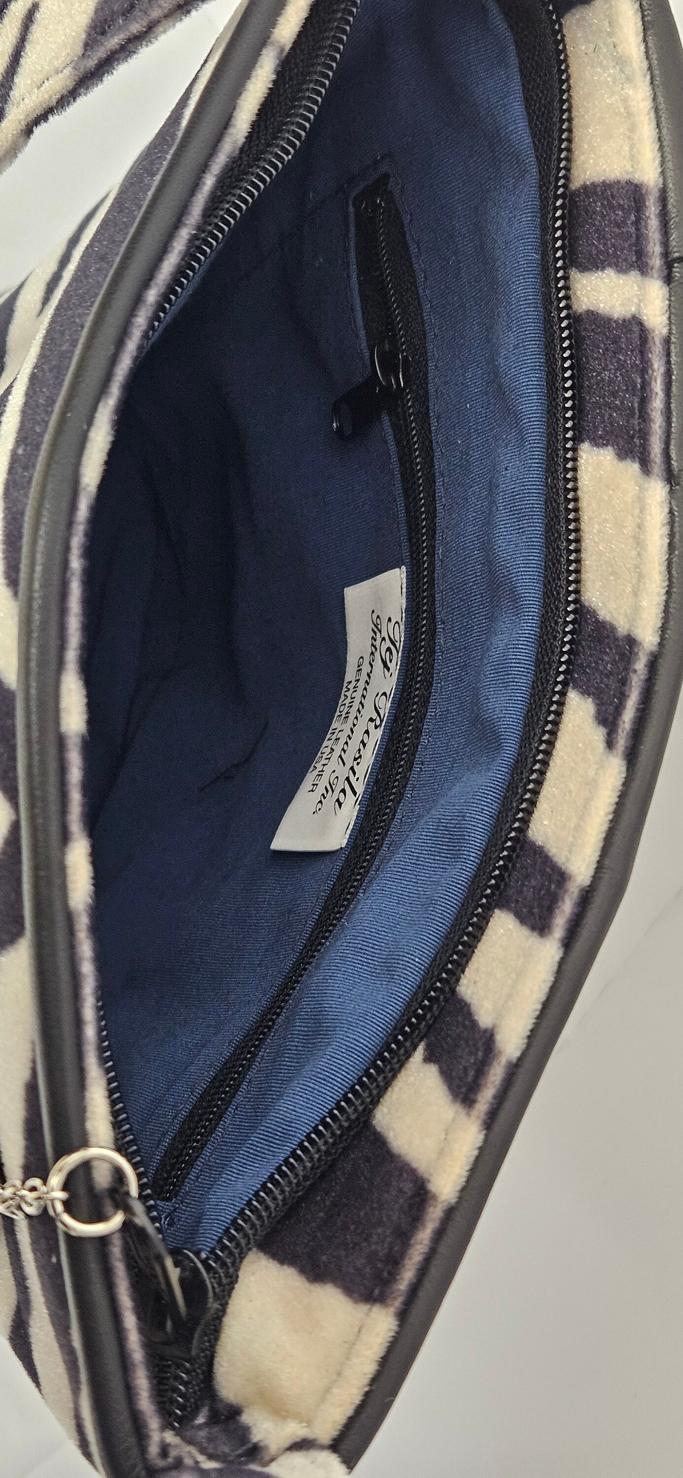 Zebra print Fabric with Genuine Leather Handbag.#TR2099zf,Purses for girls, women,Universal Use handbag,Fashion Unique design Made in USA
