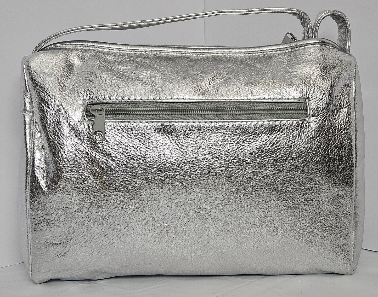 Shining Silver 3-tone diamond cut stich Design Shoulder Handbag.TR2018SDS. Purses for women, Genuine Leather Made in USA.