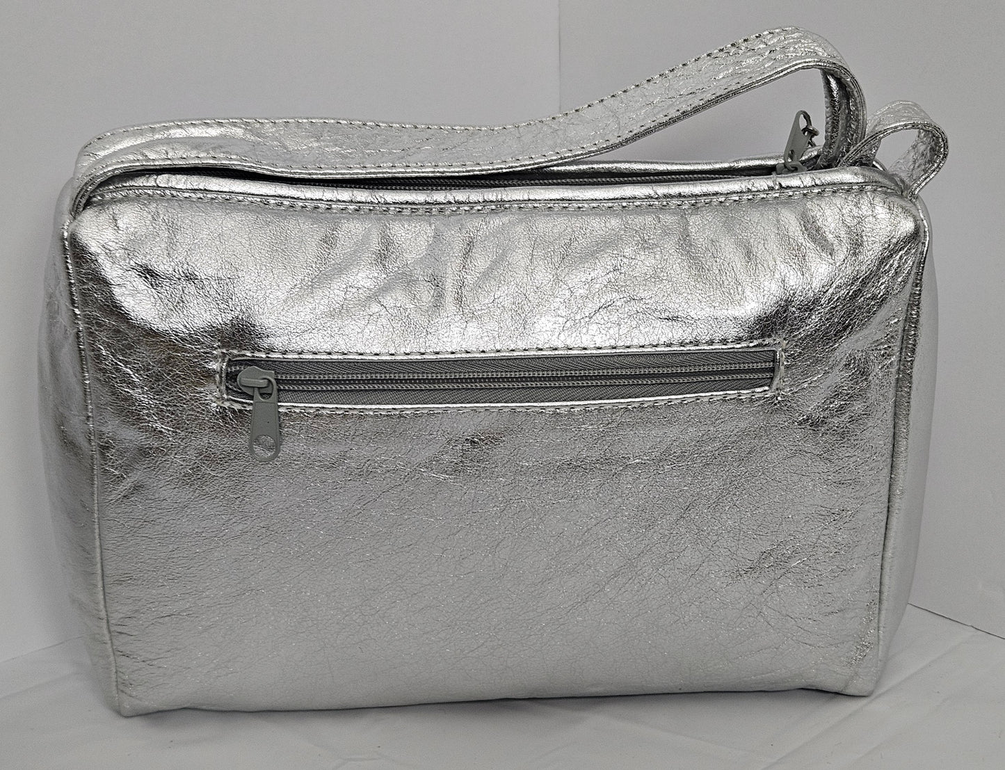 Silver Shining with Grey and Silver Square Zigzag Handbag.TR2018SGQZ Purses for women,Genuine Leather Made in USA.