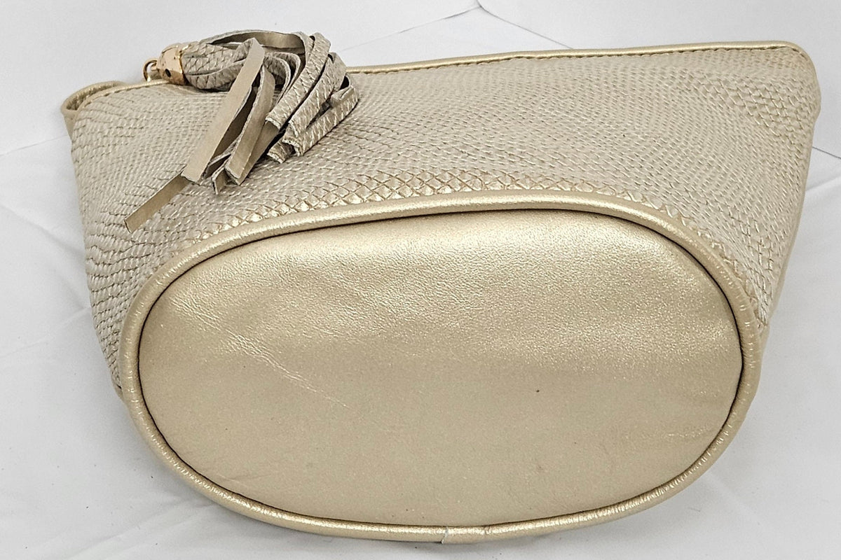 Champagne Leather Handbag: Italian Leather Crossbody Purse, Made in USA