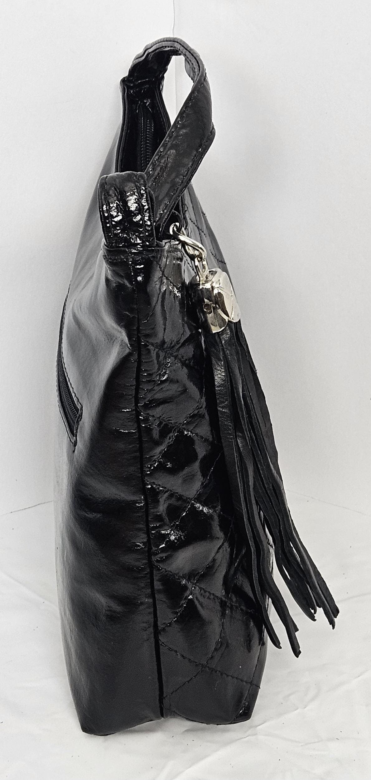 Black Patton Leather Handbag: Diamond Stitch Luxury Purse