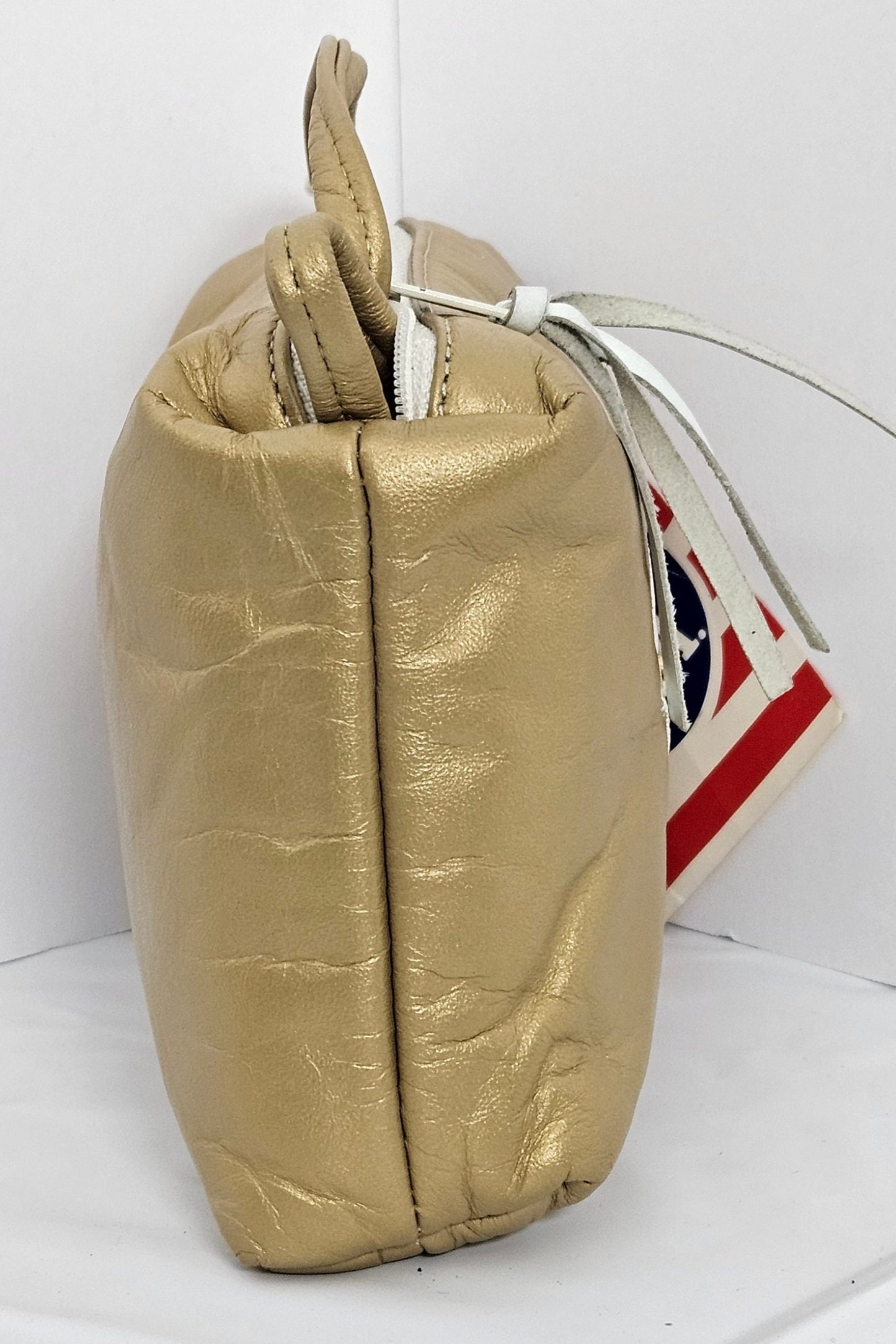 Gold mate Genuine Leather with diamond ZigZag stitch and gold studs Travel Handbag #TR301GZP for women,girls,gift for her,Made in USA.