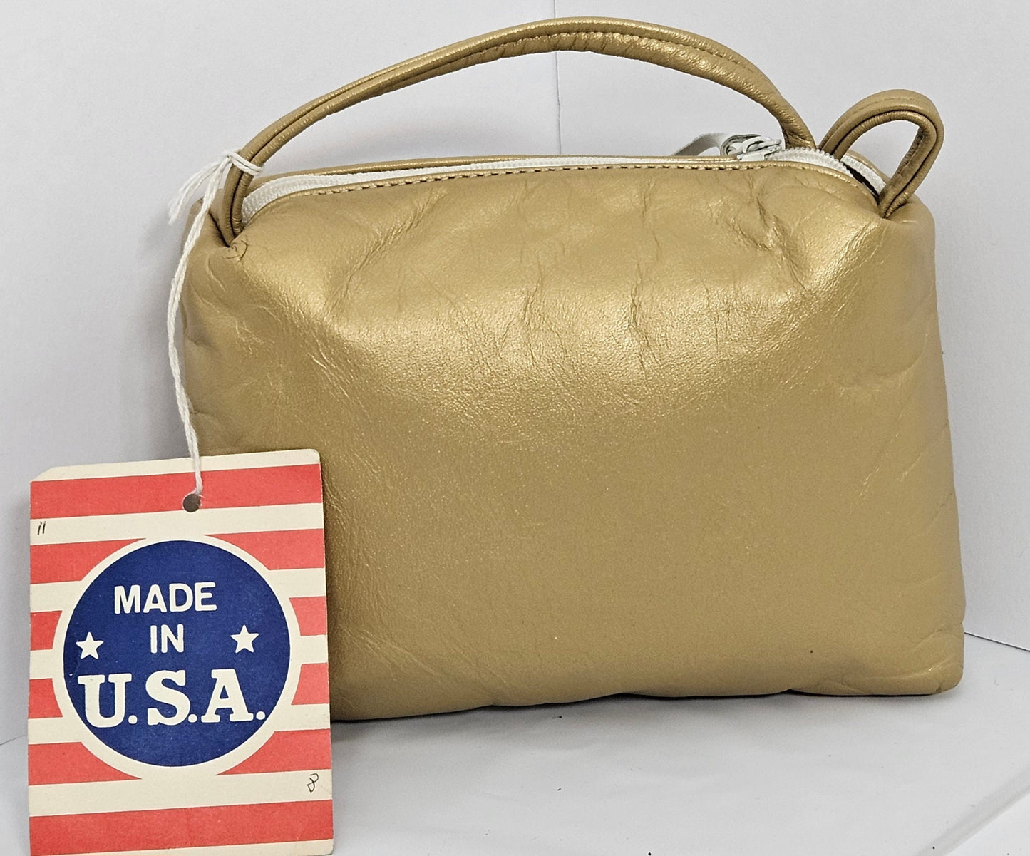 Gold mate Genuine Leather with diamond ZigZag stitch and gold studs Travel Handbag #TR301GZP for women,girls,gift for her,Made in USA.