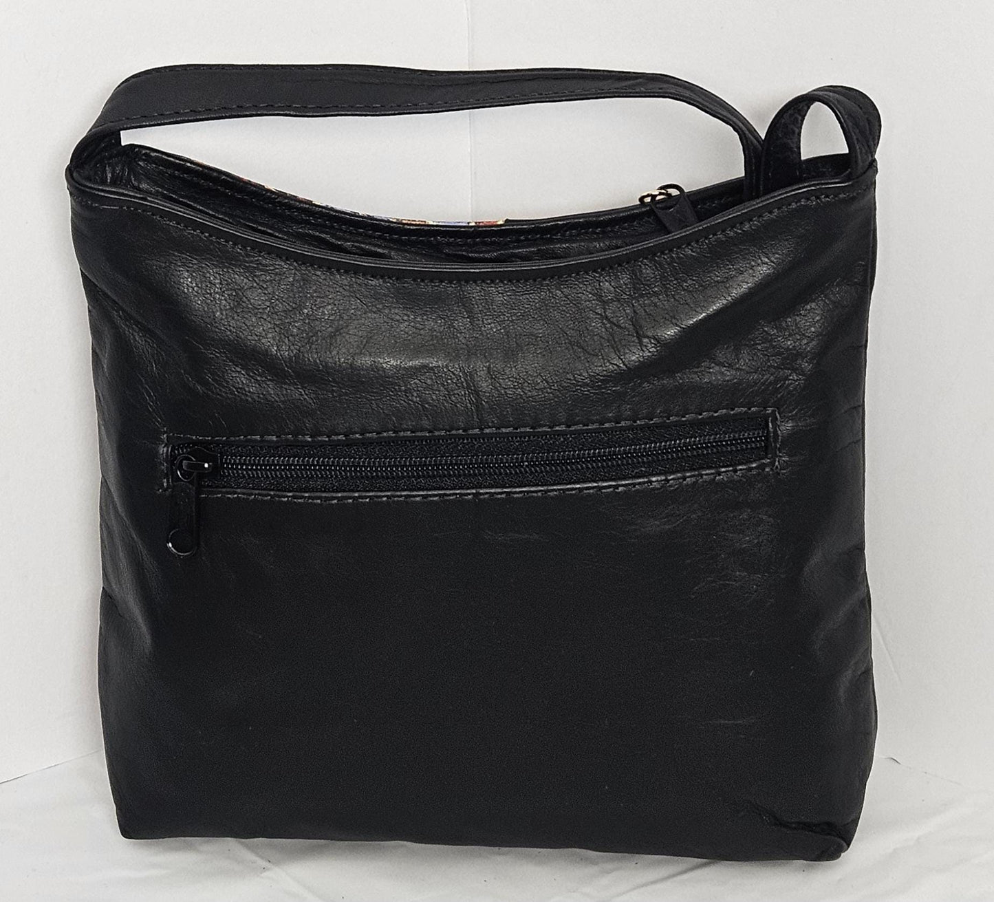 Black half and half with multiprint Genuine Leather Luxury Handbag. #TR306bhmp Purses for girls,women,and Universal Use. Made in USA.