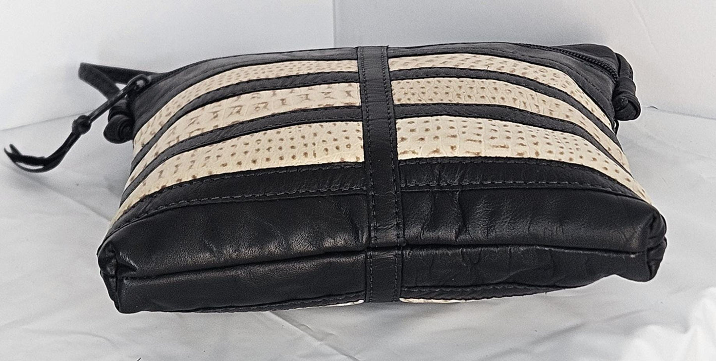 Black and cream cobra snake print Luxury Genuine leather patchwork purse for Women,girls,and all. #305Bccsp.Design for you.Made in USA.