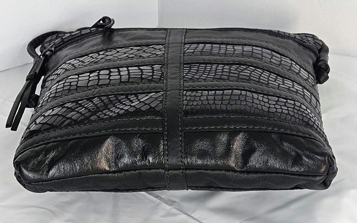 Black with black Print Luxury Genuine leather patch work purse for Women,girls, and all.Tr305Bpbp.Design for you.Made in USA.