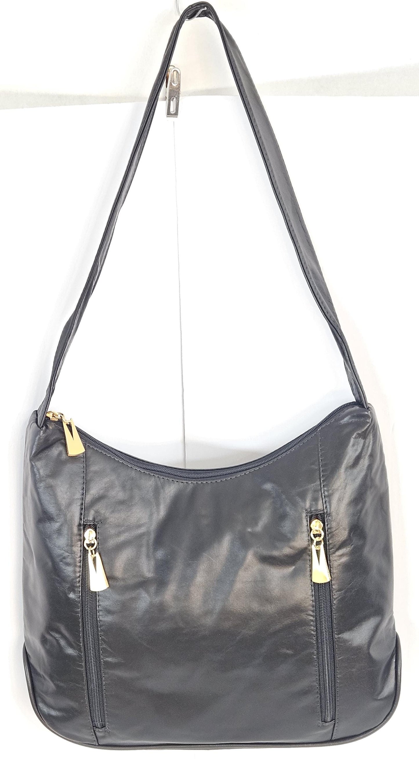 Black large Genuine Leather Handbag!Item Tr8007B Made in USA!