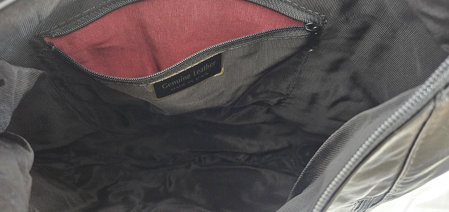 Black large Genuine Leather Handbag!Item Tr8007B Made in USA!
