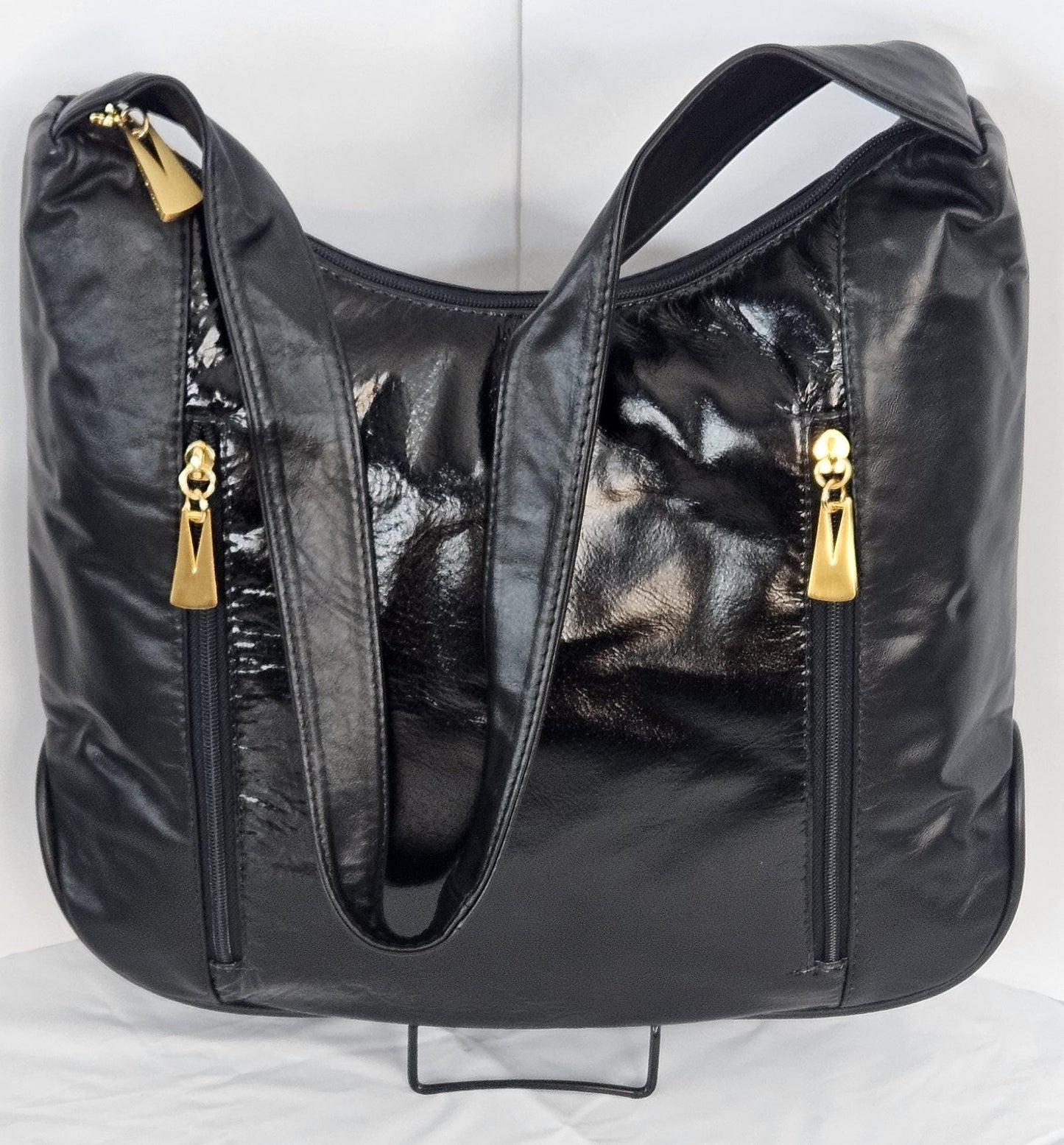 Black with black Patton Genuine Leather Handbag!Item Tr8007BbP Made in USA!