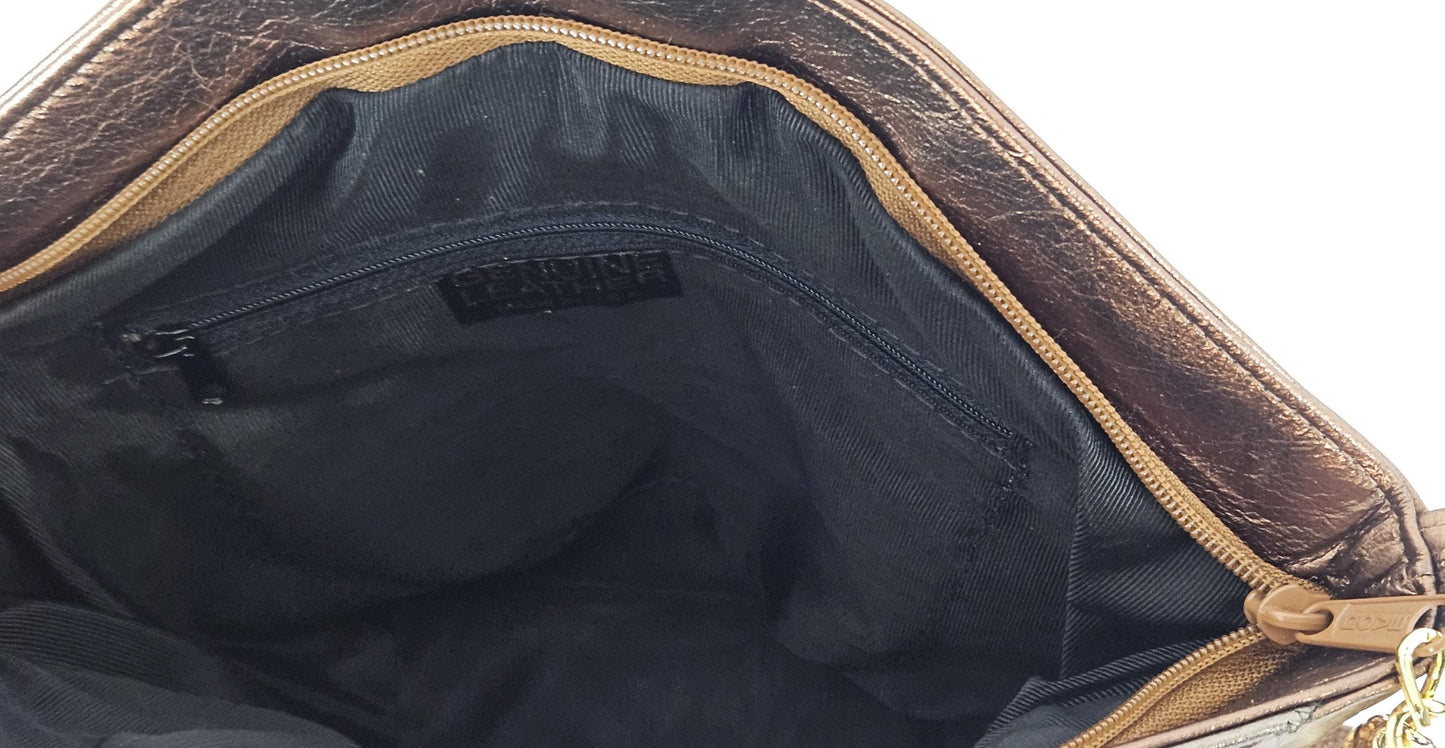 Gold Z and Butten metal design on Triton Luxury Genuine Leather Handbag for women Universal Use.#TR9047-zstri-t Made in USA!