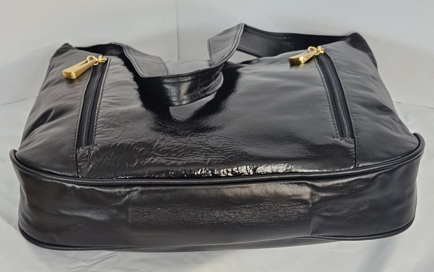 Black with black Patton Genuine Leather Handbag!Item Tr8007BbP Made in USA!