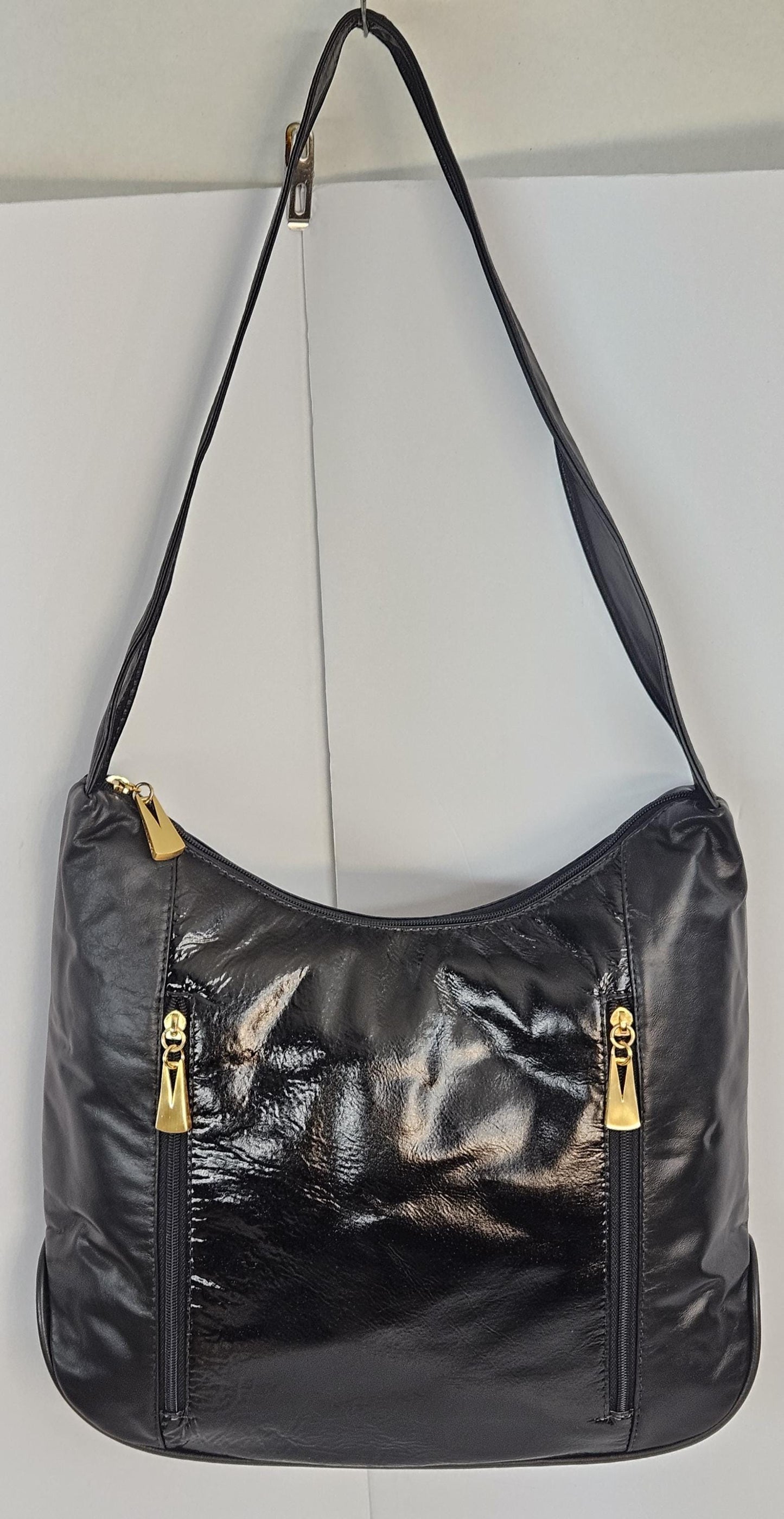 Black with black Patton Genuine Leather Handbag!Item Tr8007BbP Made in USA!