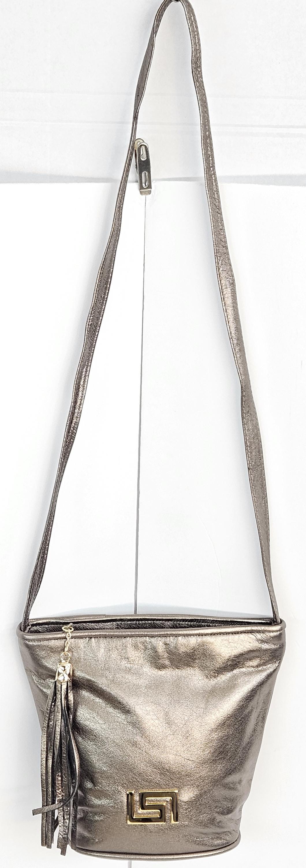 Pewter Shining with Gold G matel on Genuine Leather Handbag.#TR2099Psg,Purses for girls, women,Universal Use Soft,Unique design Made in USA