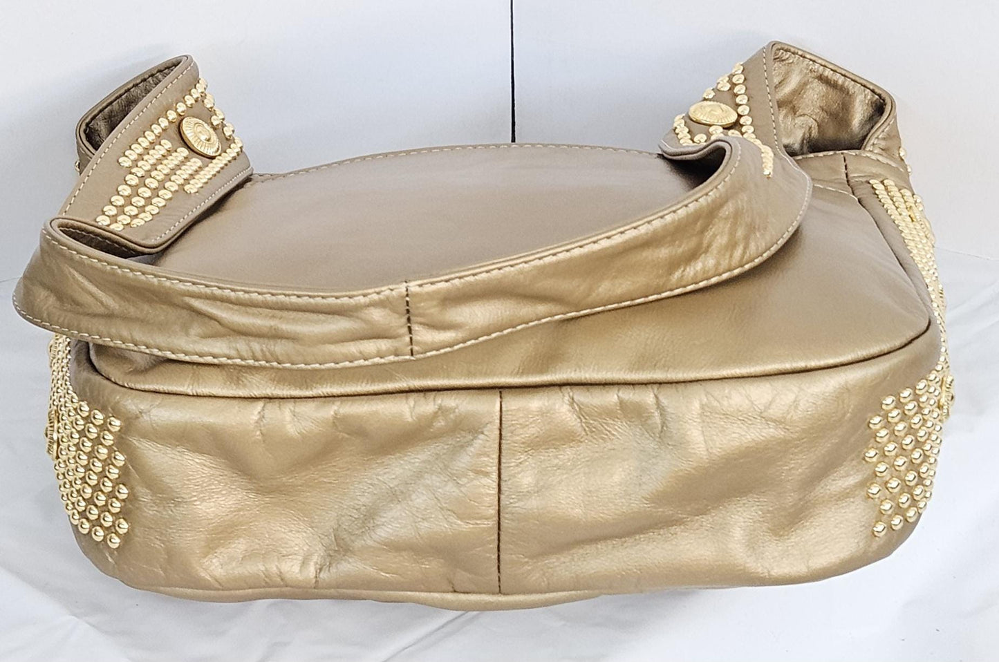 Gold mate Leather with gold metal Studs Handbag! Made in USA