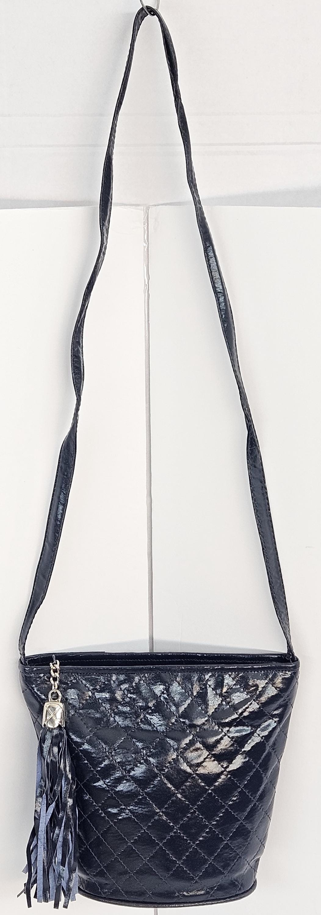 Navy Patten Genuine leather crossbody-Handbag!Tejrasila-TR2099NP,Purse for her, softLight weight stitched design by Satwant. Made in USA.
