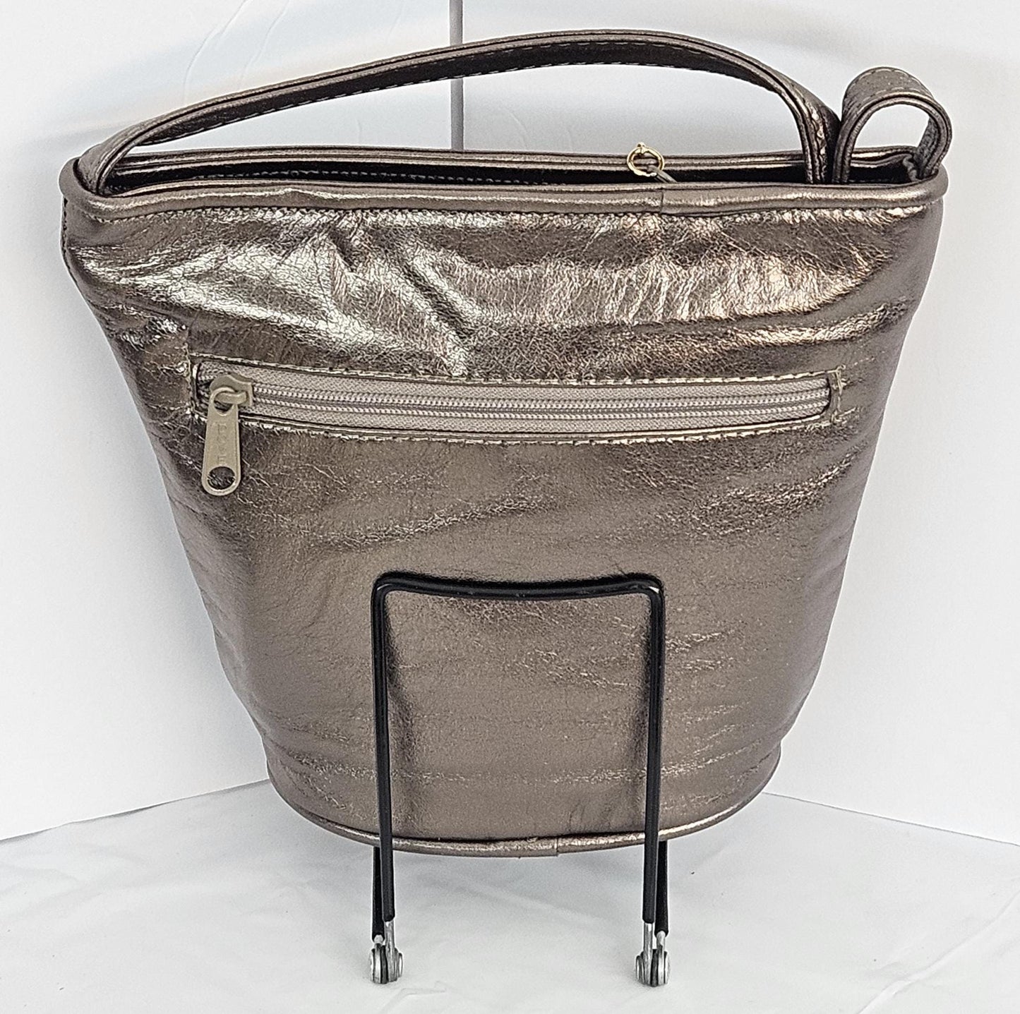 Pewter with Pewter print triangle Genuine Leather Handbag.#TR2099ppt, for girls,women,Universal Use,Unique design. Made in USA.