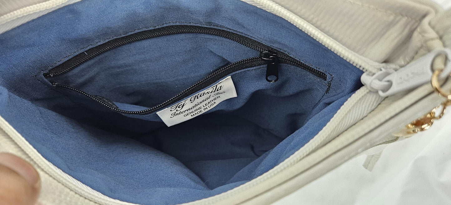 White print Genuine Leather Handbag.#TR2099WP,Purses for girls, women,handbag,Made in USA