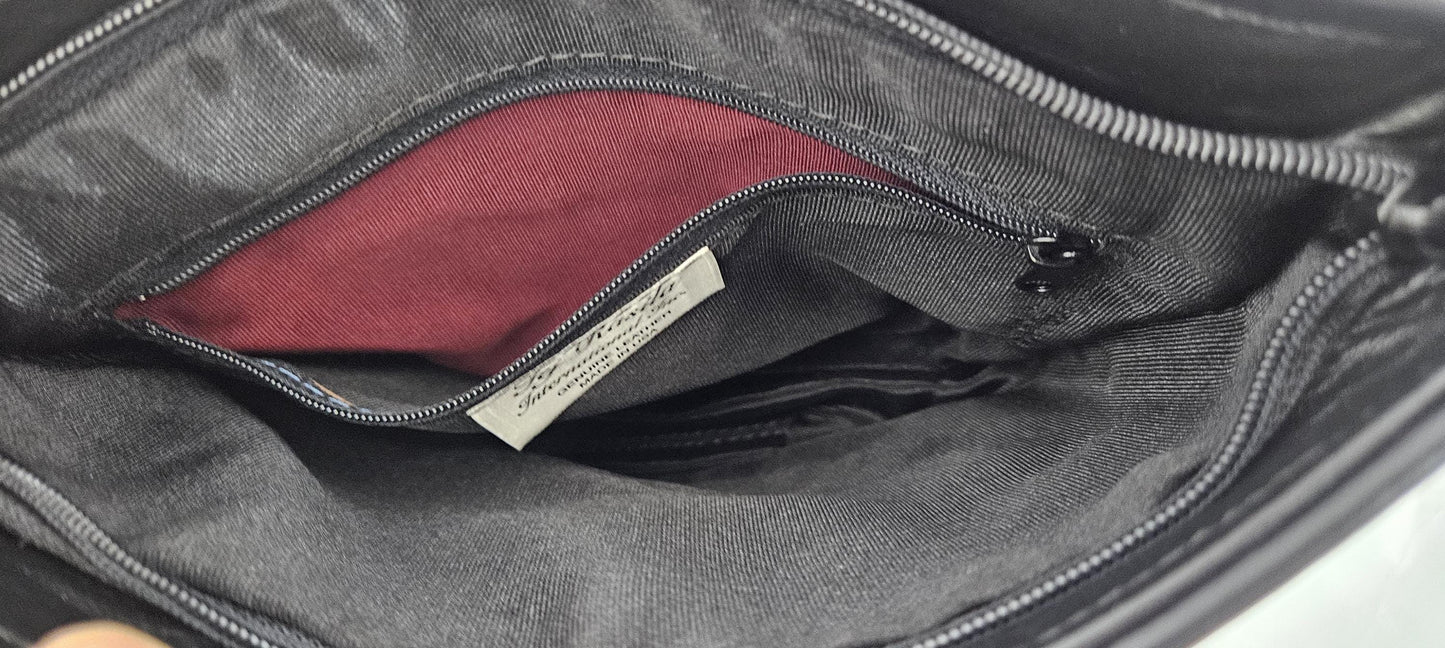 Black with black Ostrich luxury Genuine Leather Handbag.#TR2099bo,Purses for girls,women,Universal Use handbag, Unique design Made in USA