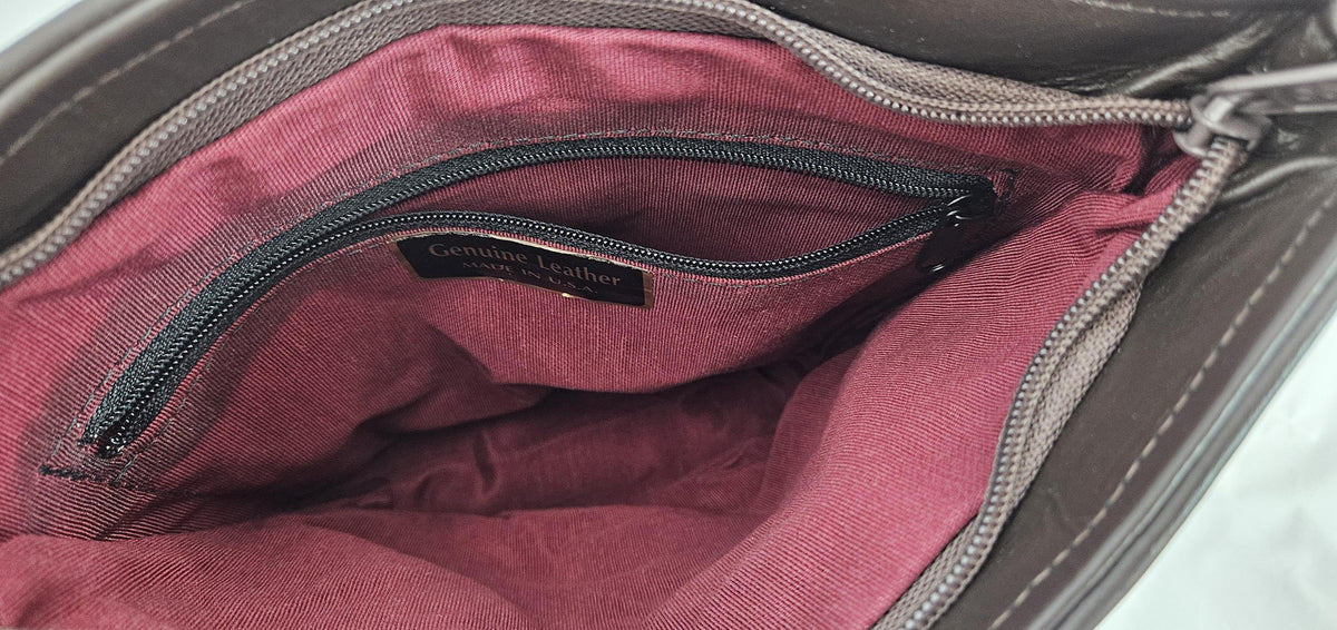 Brown Genuine Leather Handbag: USA Made Crossbody Purse