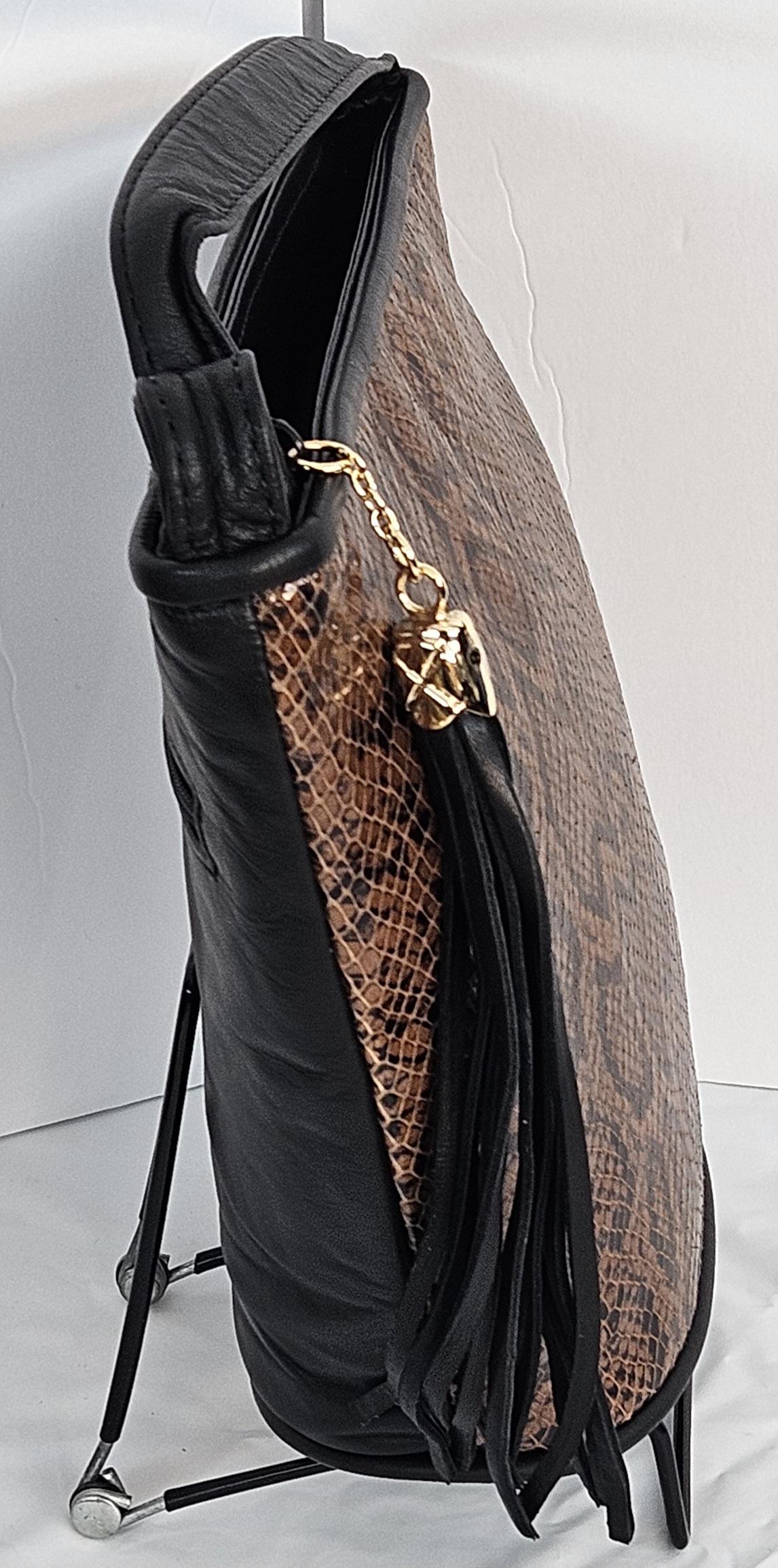 Black brown mix print Genuine Leather Handbag.#TR2099Bbp,Purses for girls, women,Universal Use handbag,Unique design Made in USA.