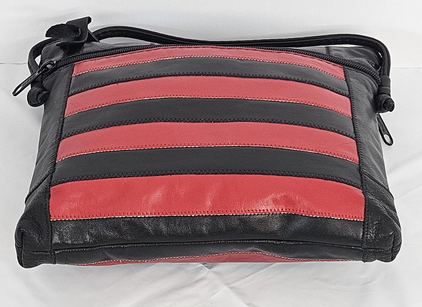 Black and Red Genuine Leather Handbag Style TR305-1Brz. Made in USA