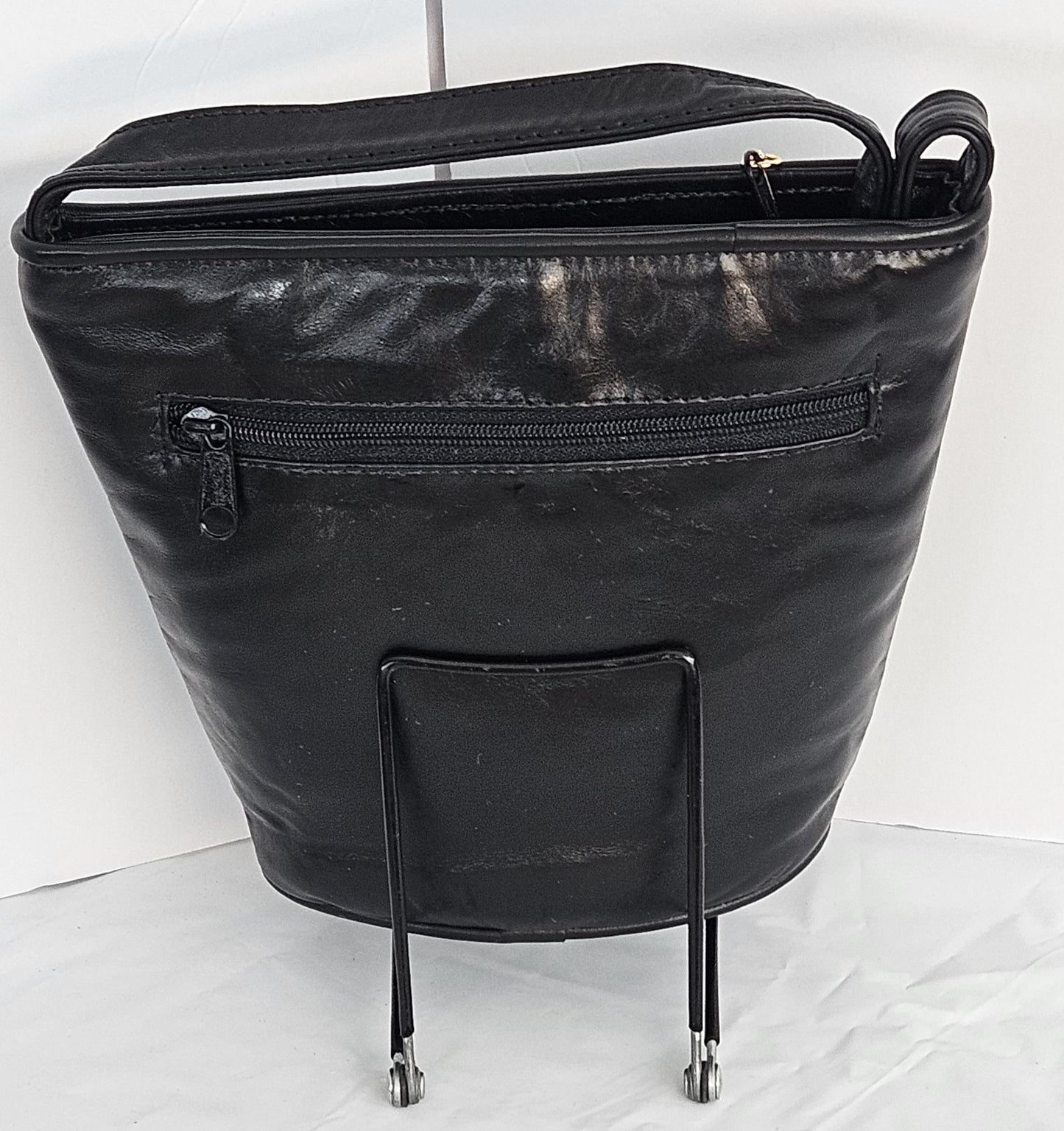 Black Print Genuine Leather Handbag: USA Made Crossbody Purse