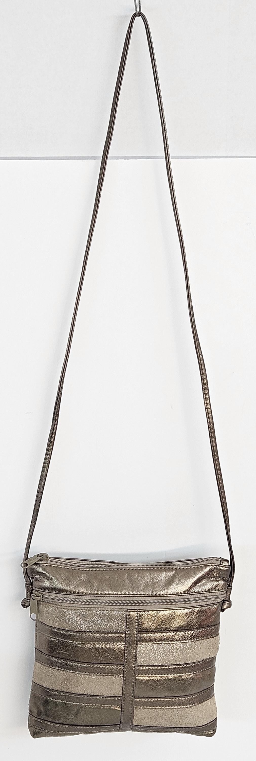 Pewter with Pewter,and glitter Metallic leather patchwork purse Universal Use. #305Ppgm.Design for you.Made in USA.
