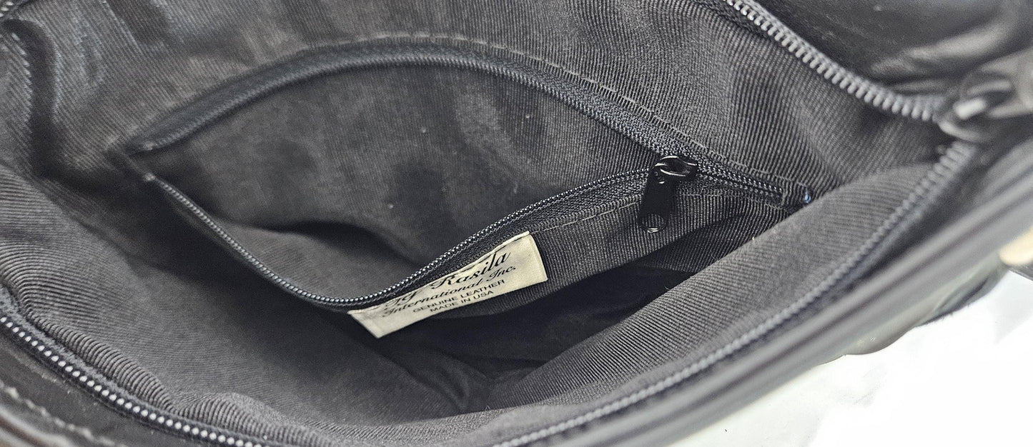 Black with yellow mix triangle Genuine Leather Handbag.#TR2099bym, for girls,women,Universal Use,Unique design. Made in USA.