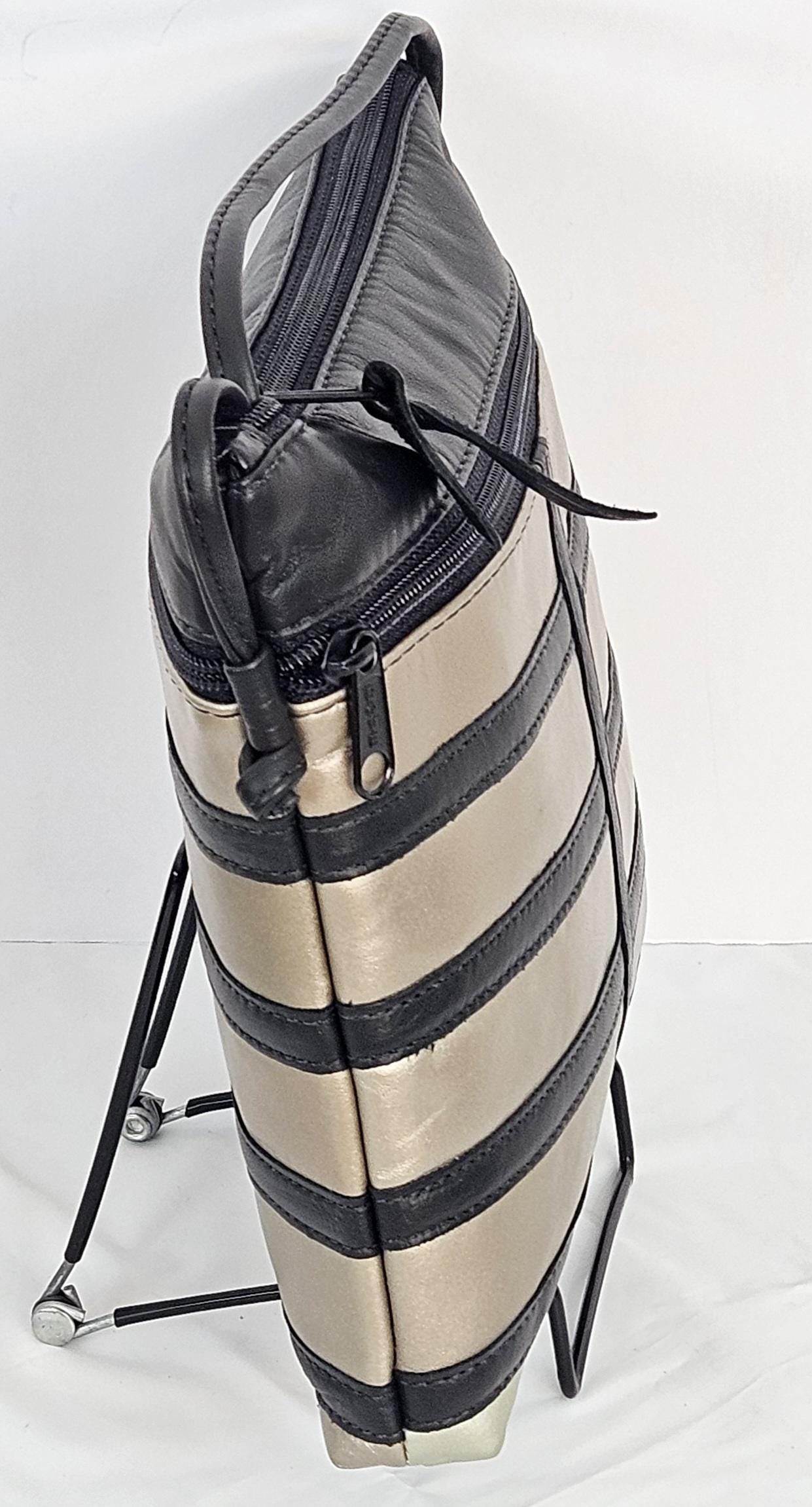 Black and mocha Genuine leather handbag for Women,girls,and Universal Use. #305Bm.Design for you.Made in USA.