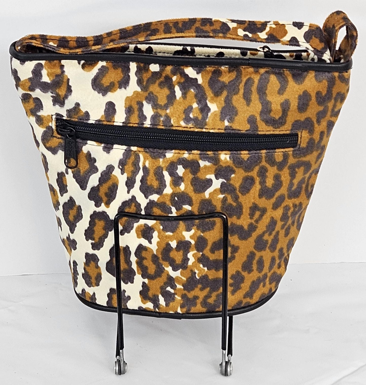 Black and brown camel print two-tone Fabric with Genuine Leather Handbag.#TR2099Bbcf2t,Purses for Universal Use,Unique design.Made in USA.
