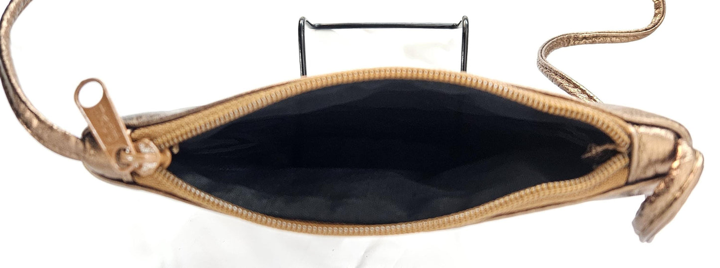 Bronze metallic with gold matel X,Crossbody Handbag#TR3302Bmg-X,Purses for girls, Genuine Leather. Made in USA