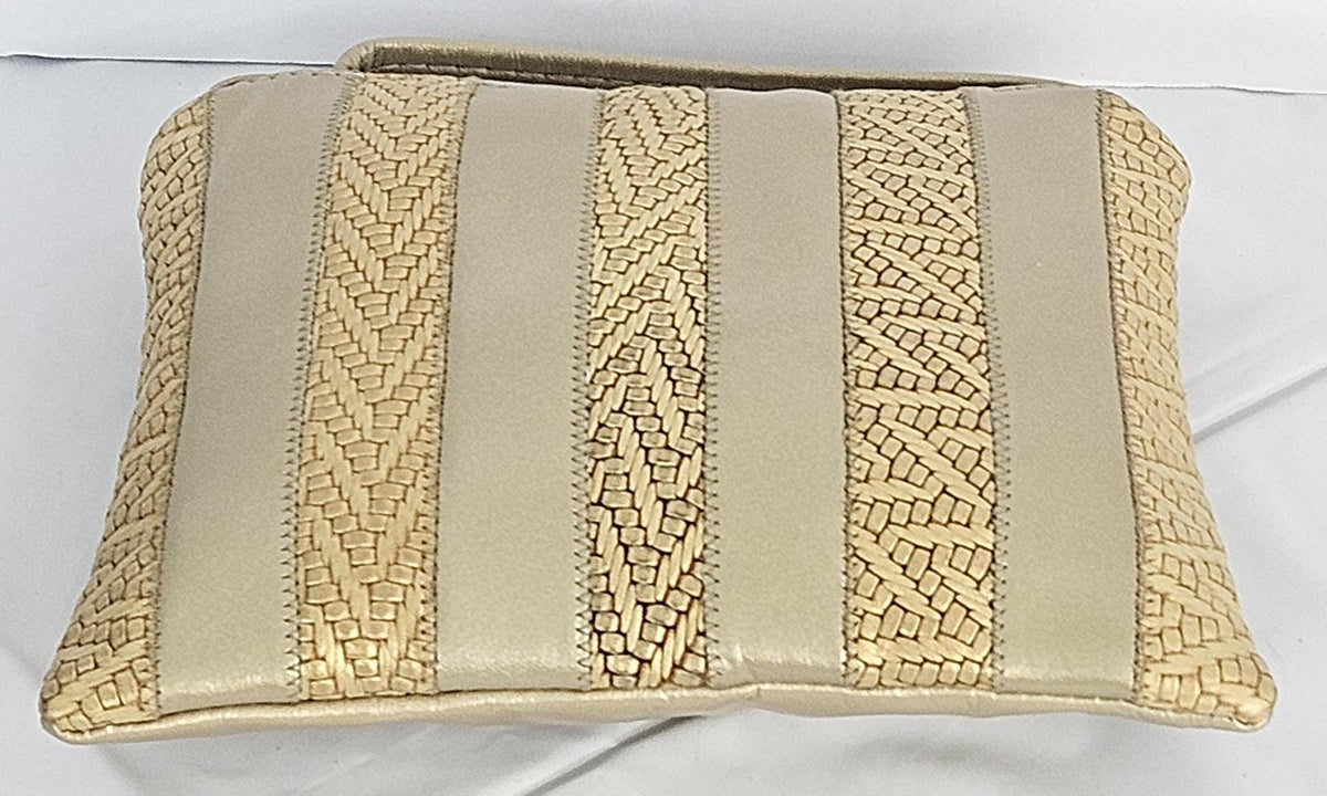 Champagne with gold mate print Zigzag stich Crossbody Handbag#TR3302Cgmp-Z, for girls,women,Universal Use Genuine Leather. Made in USA.