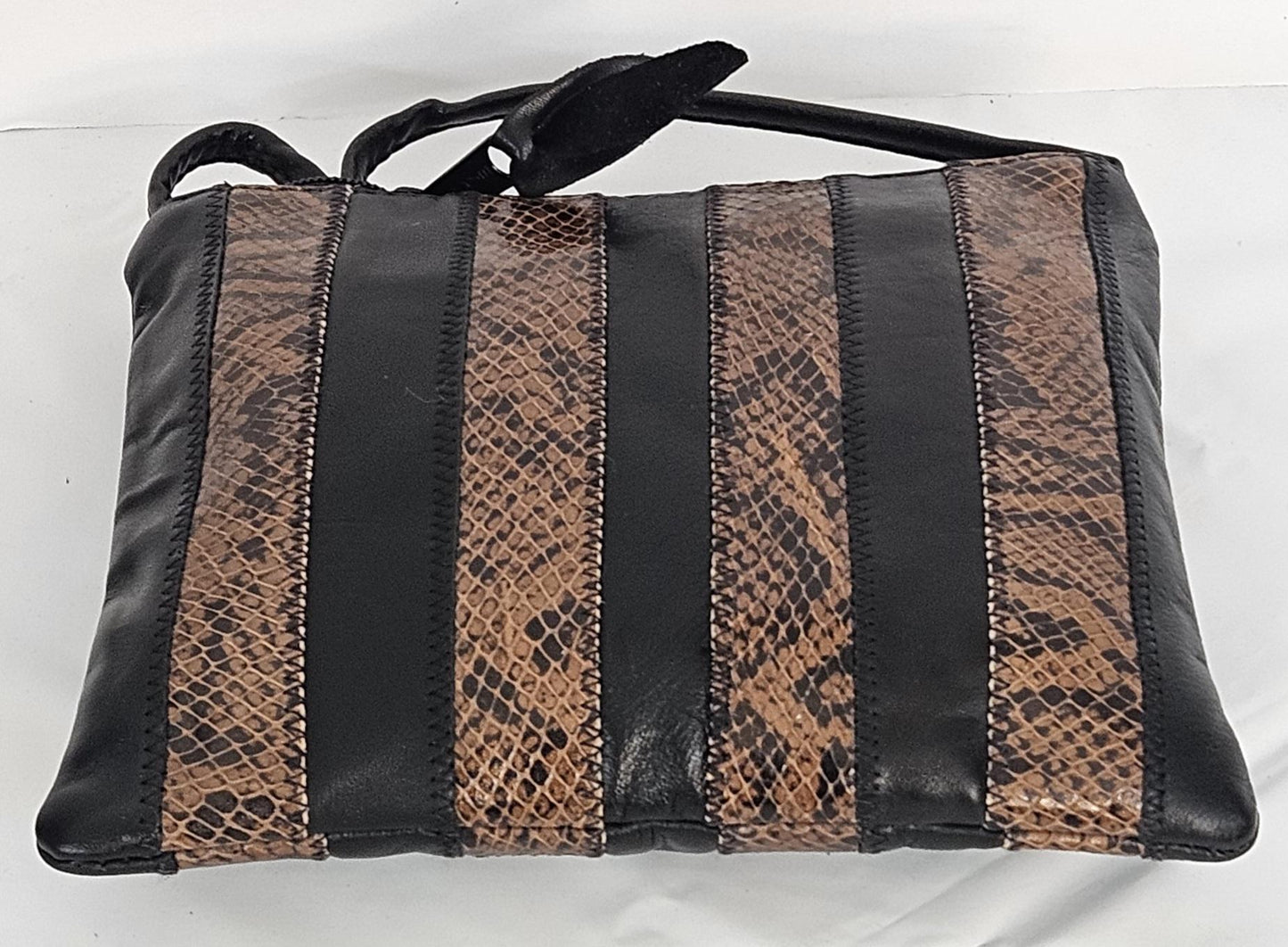 Snake Print Genuine Leather Crossbody Bag - Made in USA