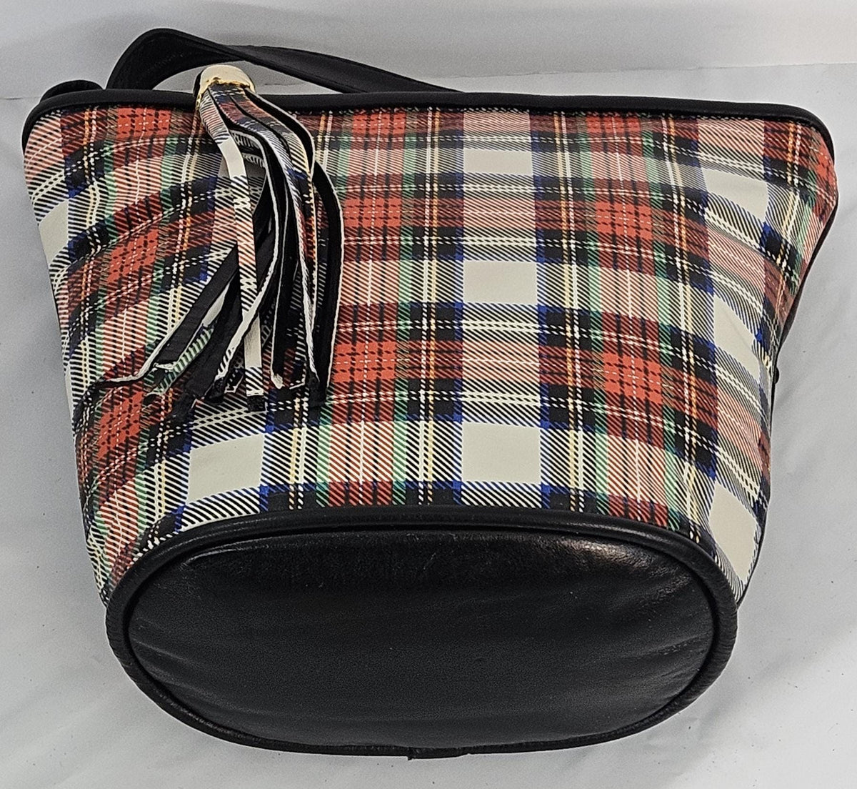 Plaid Genuine Leather Crossbody Handbag - Made in USA