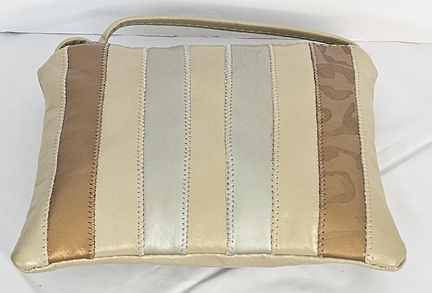 Champagne bronze Grey Zigzag stich Crossbody Handbag #TR3302cbg-Z, Purses,Universal Use Genuine Leather. Made in USA.
