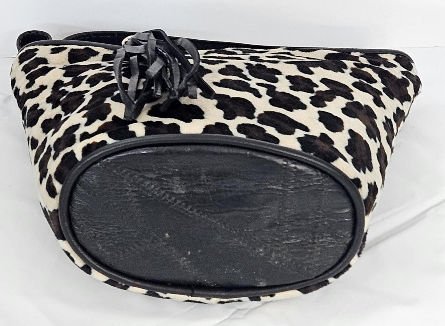 Black and brown mix print Fabric with Genuine Leather Handbag.#TR2099Bbf,Purses for Universal Use,Unique design.Made in USA.